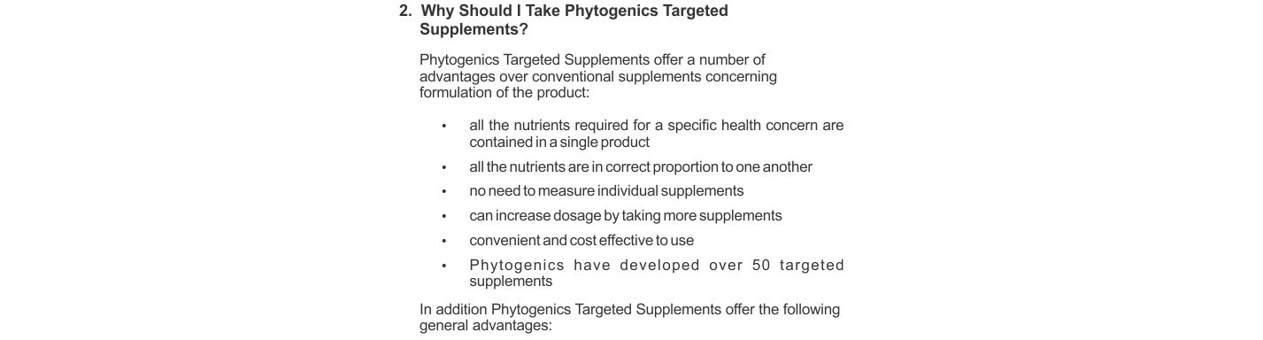 WHY SHOULD I TAKE PHYTOGENICS TARGETED SUPPLEMENTS?