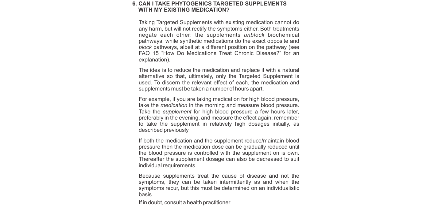 Can I take Phytogenics Targeted Supplements with my existing medication?